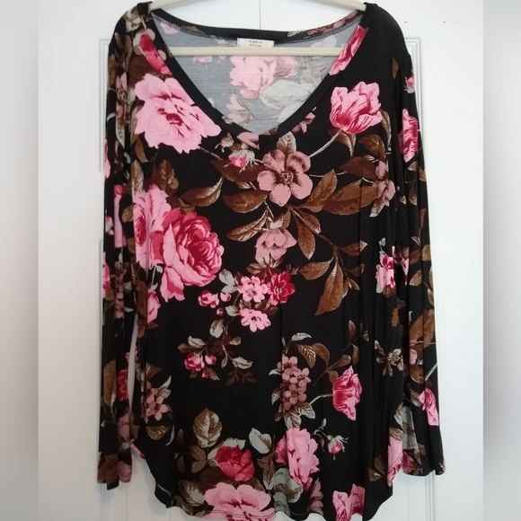 A.Gain Long Sleeve Floral Top 2X fits like 1X - Picture 3 of 5